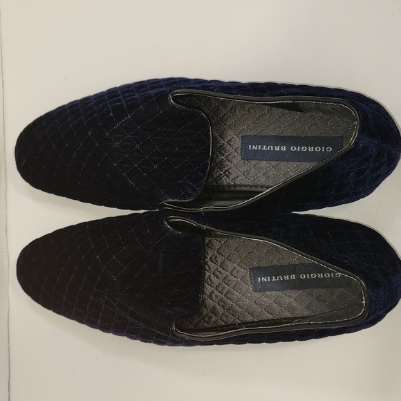 Giorgio Brutini “Chatwal” Navy Blue Diamond Stitched Velvet Slip On Loafer Shoes - Picture 9 of 12